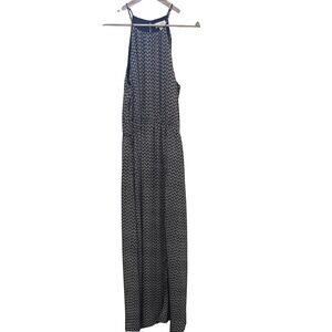 Evereve Jules Maxi Dress Women's XL Black White Print Elastic Waist Boho Chic